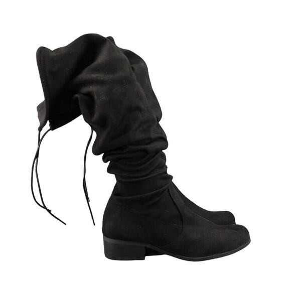 Charles David Shoes Women 7 Boots Fashion Over The Knee Gammon Pull On Tie Black - Picture 2 of 16